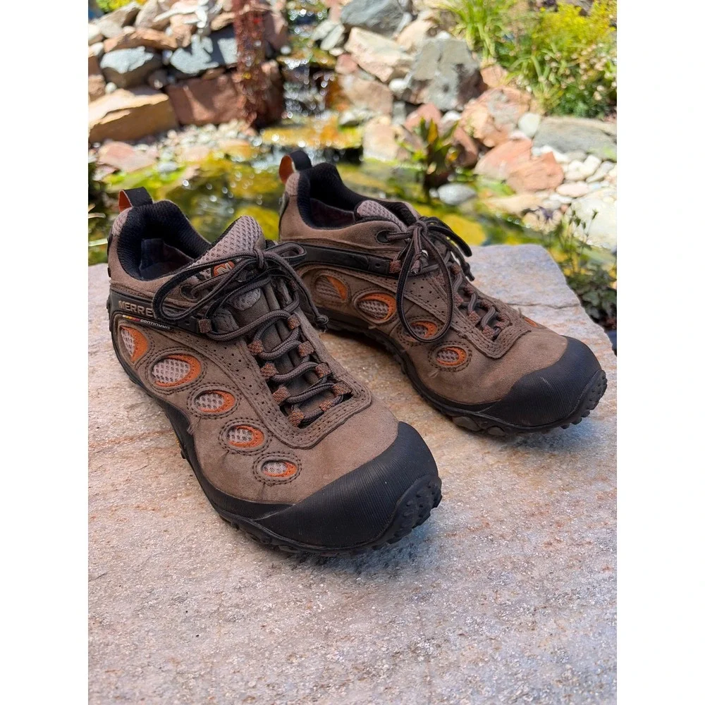 Merrell Chameleon Wrap Pro Mens 9 Hiking Shoes Brown Orange Vibram Continuum